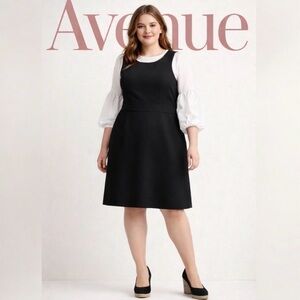 26-28W AVENUE Black Ponte Pinafore/Dress
